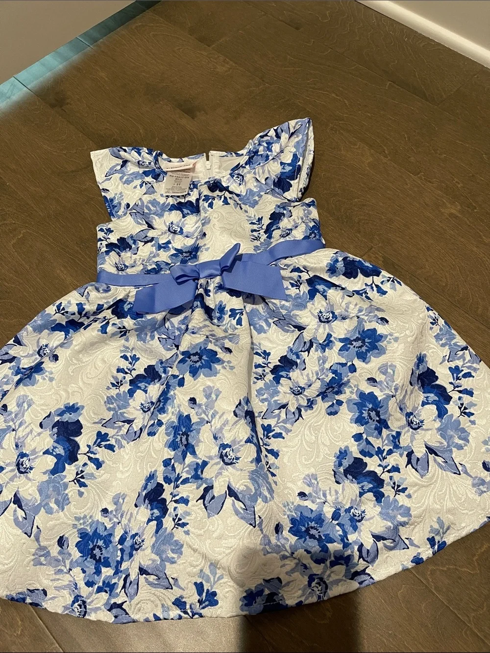 Blue Floral Bow Kids Dress Size 3T